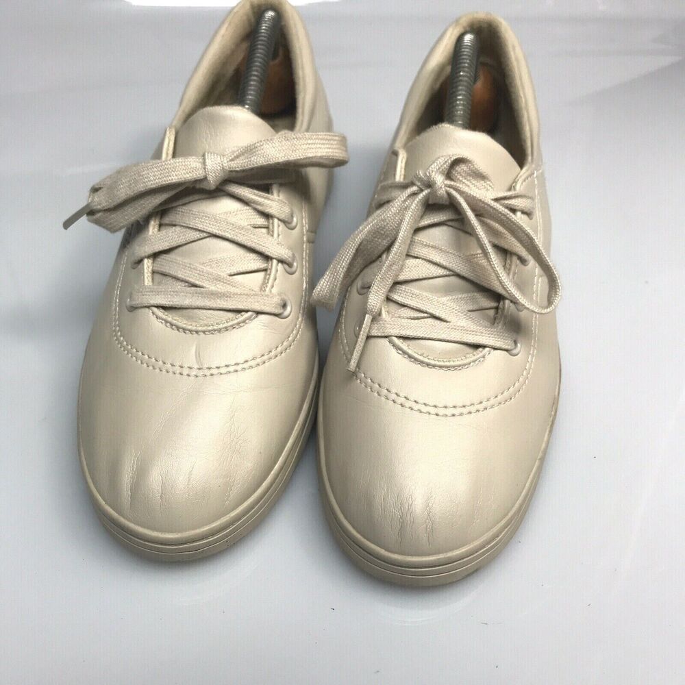 Grasshoppers Light Beige Tan Leather Lace Up Comfort Cushion Shoes Women's US 7